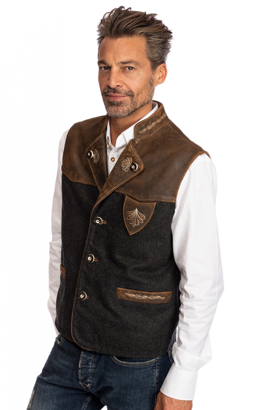 Maddox German knitted waistcoat BERNEX wool moos bestellen