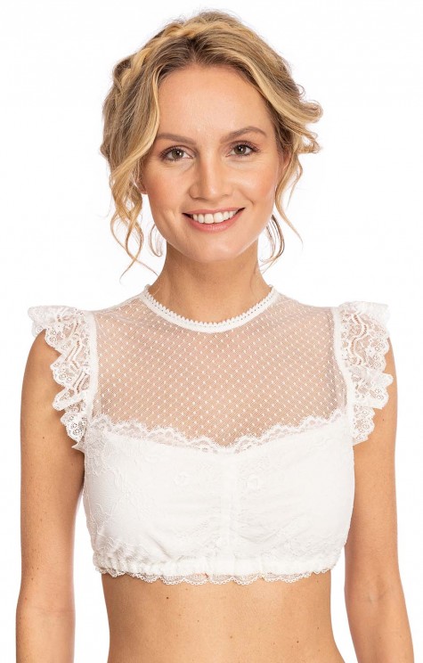 Gozozzy Dirndlblouse voor dames, dirndlblouse met kant