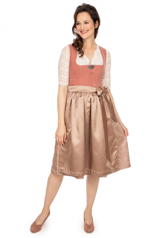 Marjo Dirndl Mühldorf Waldgrün | Midi Dirndl Mit Schließe | Elegantes Damen Dirndl