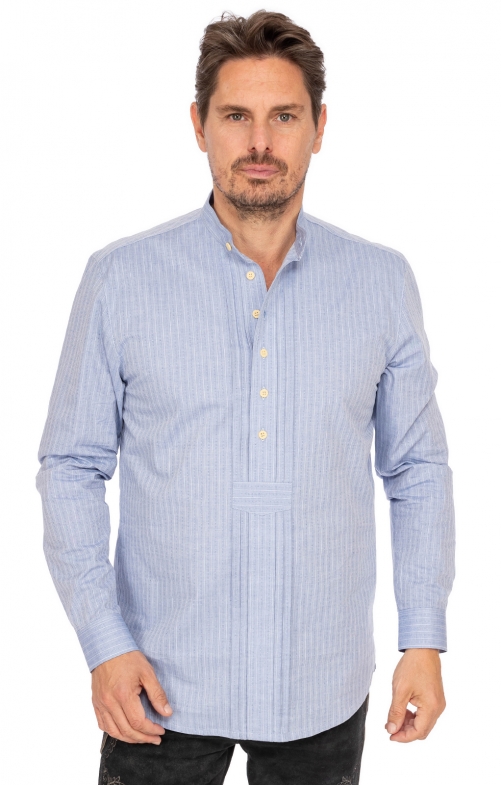 Tiroler overhemden 1/1 420000-4201-42 middelblauww ( Regular Fit)