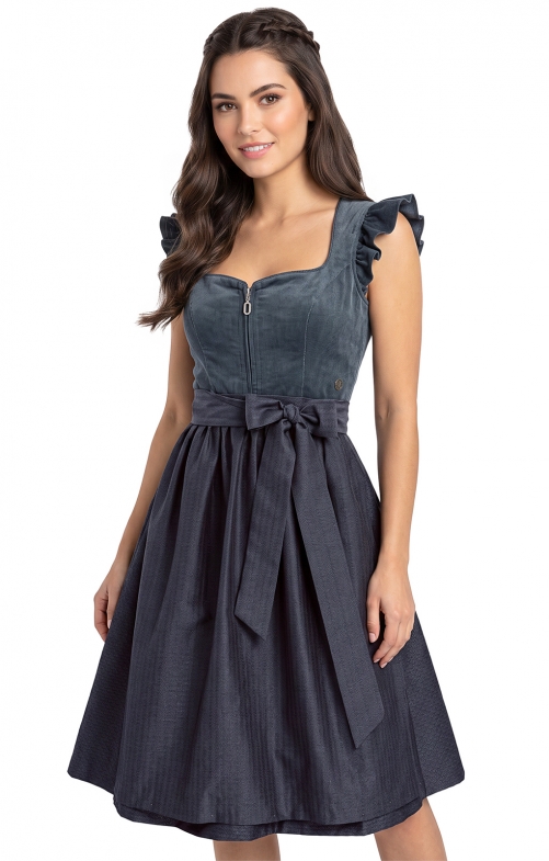 Dirndl a 2 pezzi 70 cm ANSFELDEN mezzanotte taglia 36