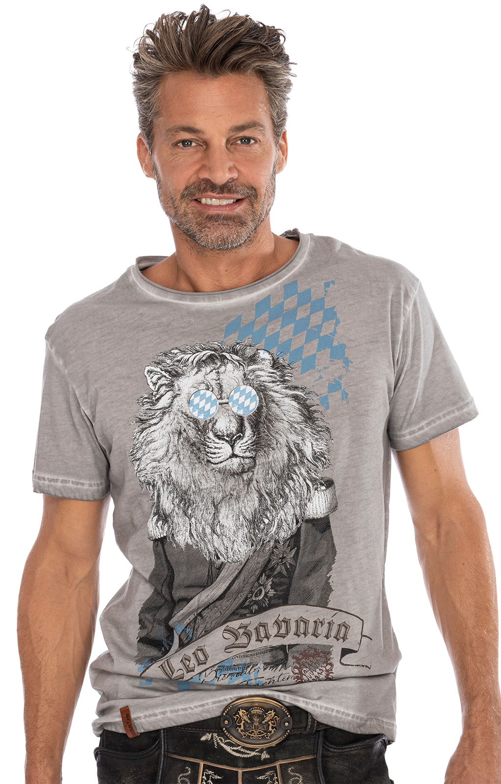 weitere Bilder von Trachten T-Shirt G15 - LEO BAVARIA grau
