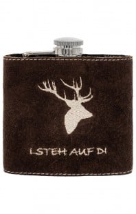 Bergheimer Hip flask with leather HIRSCH brown