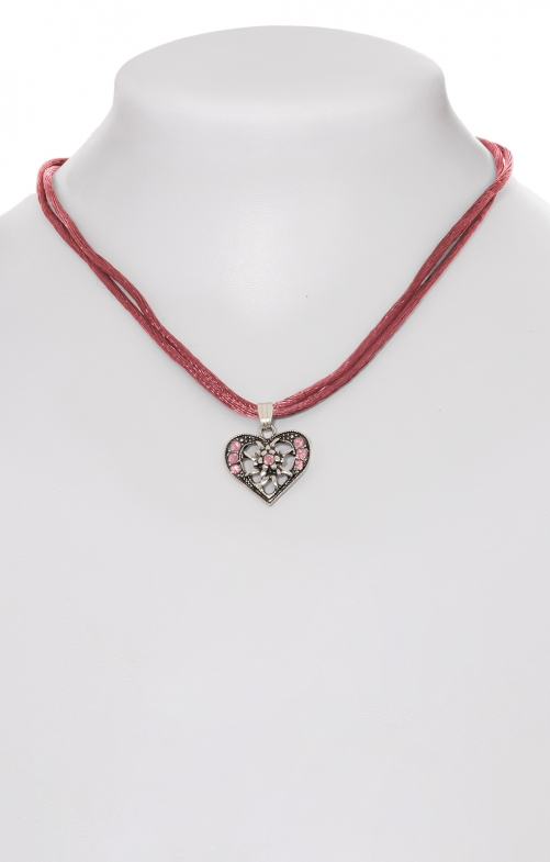 Necklace 2 rows with heart 3590-2 old pink