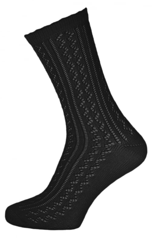 Traditional socks with lace CS535 black