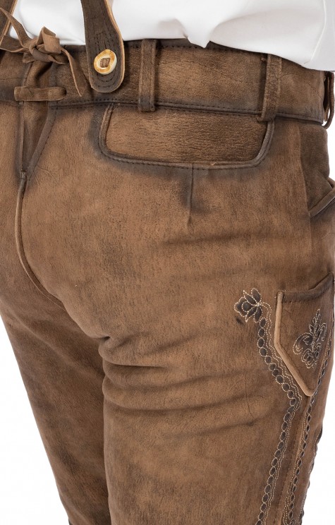 Moerstar Lederhose Herren Kurz - Echte Oktoberfest Tracht Mit Trägern