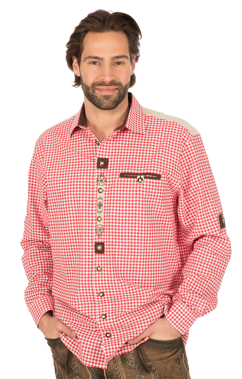 Camicia per Trachten mezzo braccio BELINI rosso von OS-Trachten