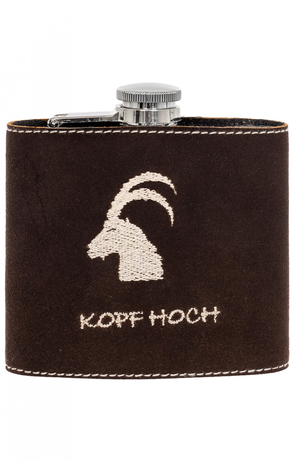 Bergheimer Hip flask with leather STEINBOCK brown