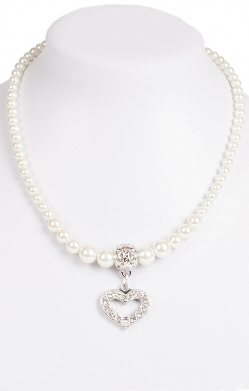 Beaded necklace with heart pendant 14007-9534