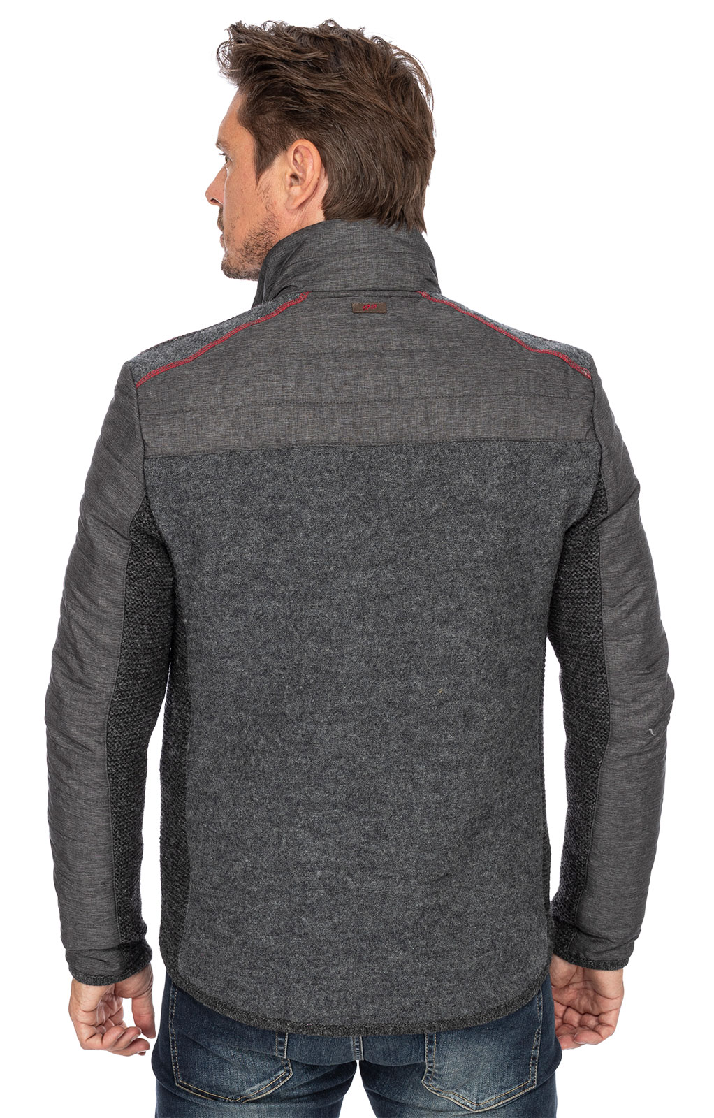 weitere Bilder von German traditional jacket MONTREAL medium gray red