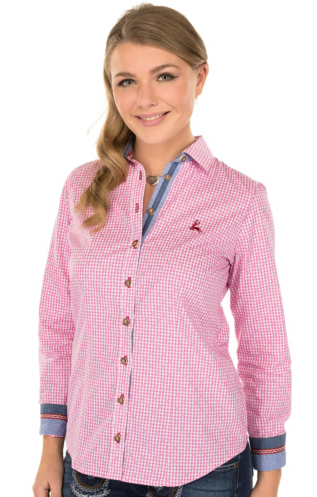 Trachtenbluse TERRY Langarm pink von OS-Trachten