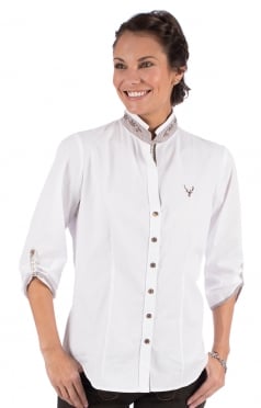 Trachtenbluse RIKE weiß taupe Trachtenbluse RIKE weiß taupe