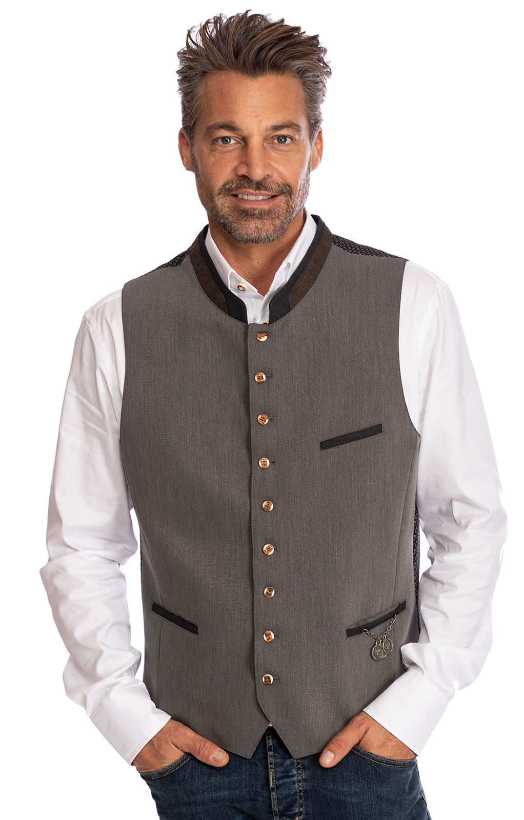 Traditional waistcoat STAFFELBERG gray von OS-Trachten