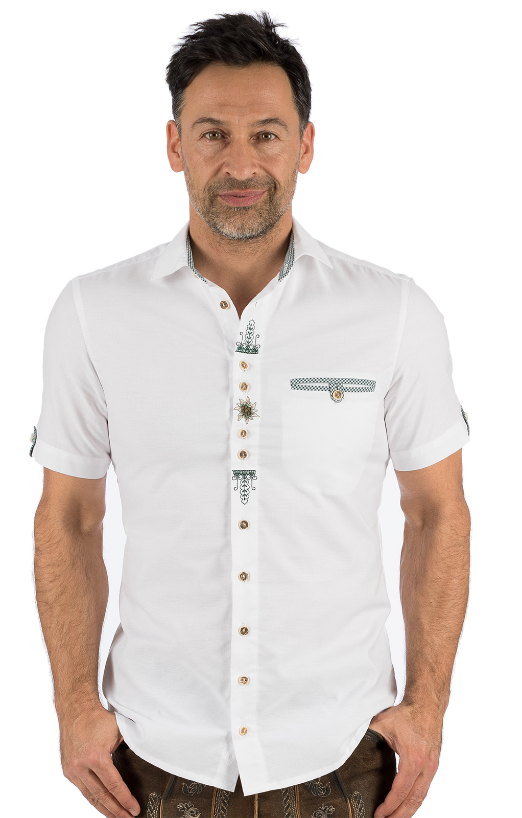 German traditional shirt arms short THORSTEN white von OS-Trachten