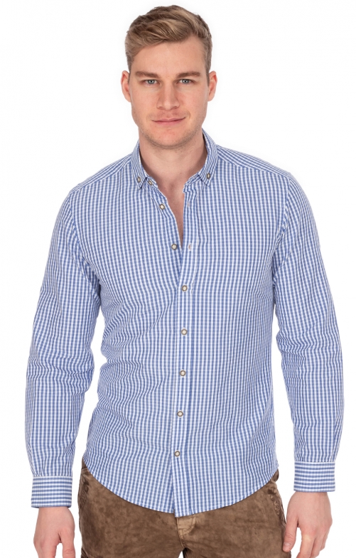 Tiroler overhemden DETMOLD lichtblauw (Slim Fit)