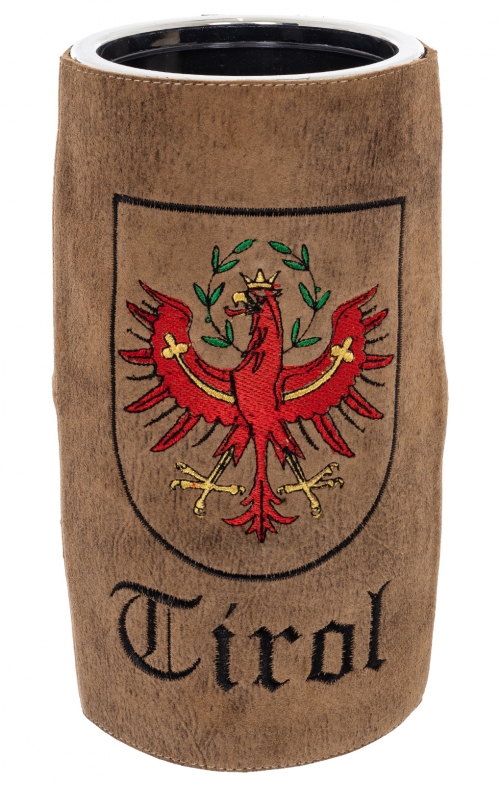 Wijnkoeler met lederen TIROL bruin
