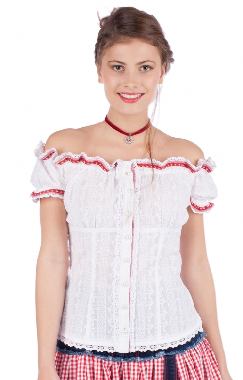 Trachtenbluse weiss rot