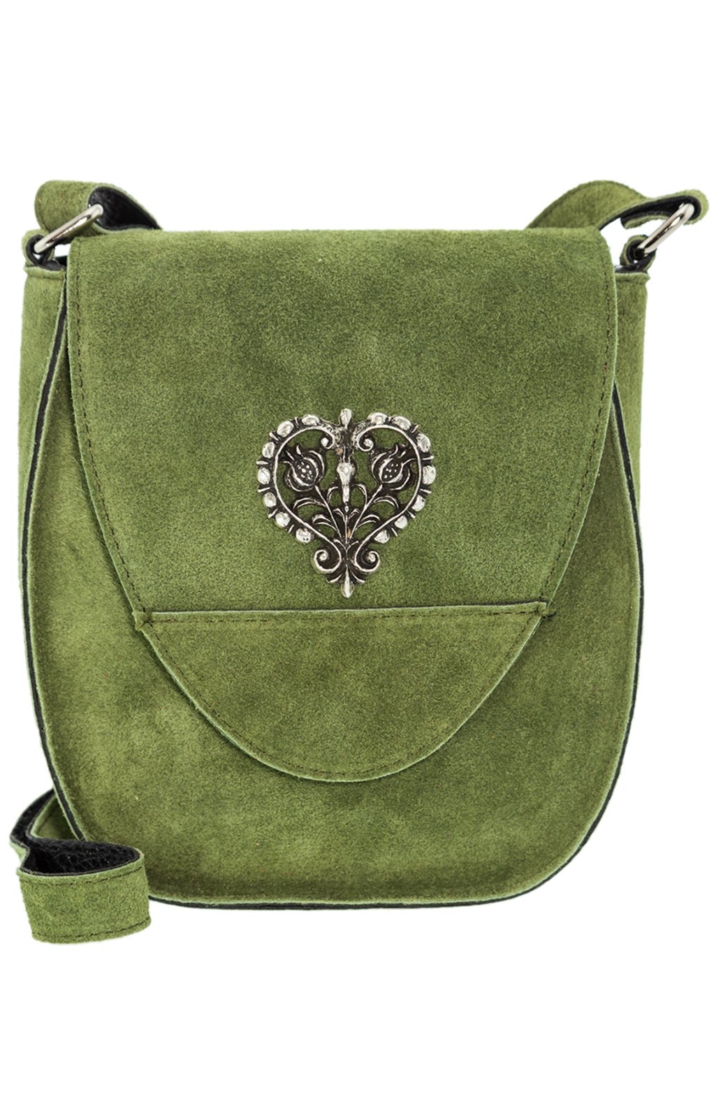 Traditional leather bag with heart oliv von Schuhmacher
