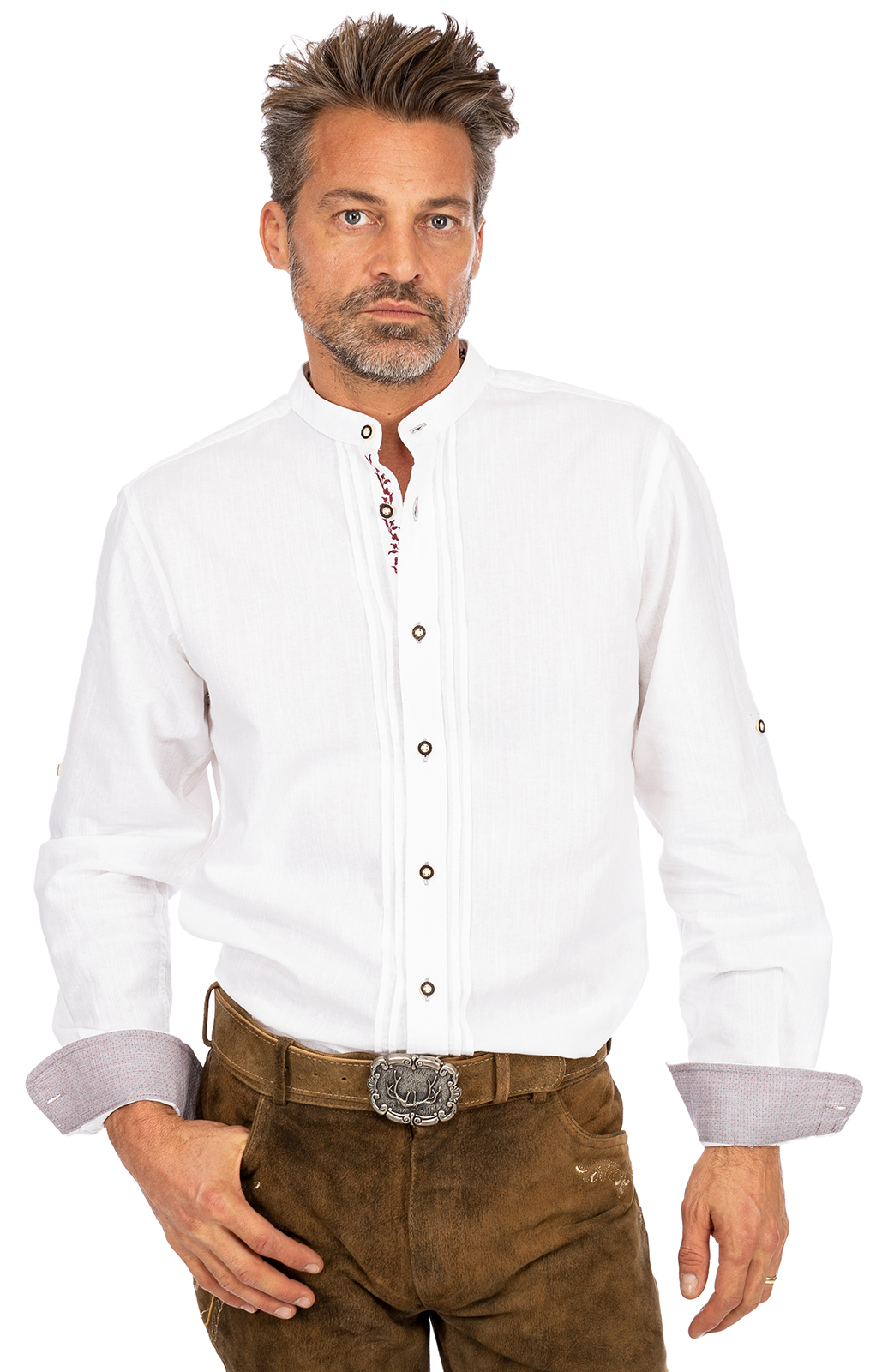 weitere Bilder von German traditional shirt JONAS white bordeaux