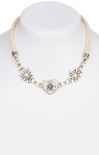 Kordelkette K7002 Herz und Edelweiss beige