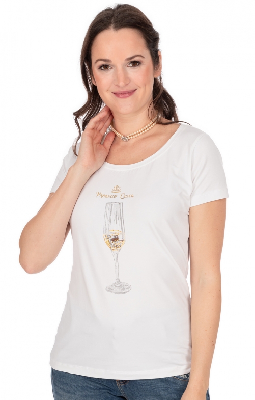 Tracht T-Shirt PROSECCO QUEEN white