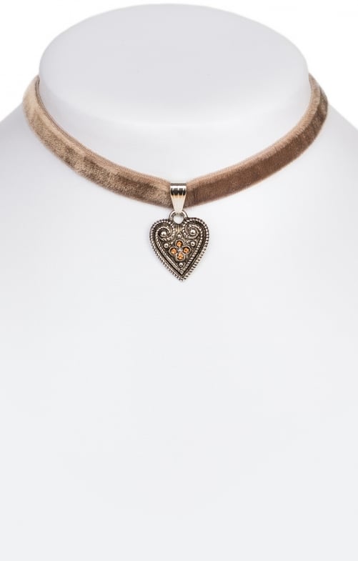 Traditional necklace with heart 9197-SB brown
