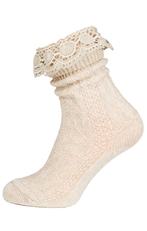 Traditional socks with lace CS530 nature