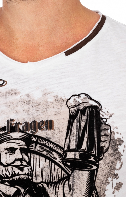 Herren Bio-Baumwolle T-Shirt Von Hangowear - Lässig Weite Passform Mit Lederhosen-Stickerei