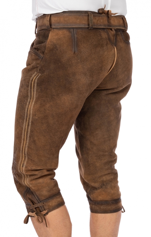 Lederhose Damen 3/4 Stretch - Trachtenjeans Mit Schnürung Für Oktoberfest