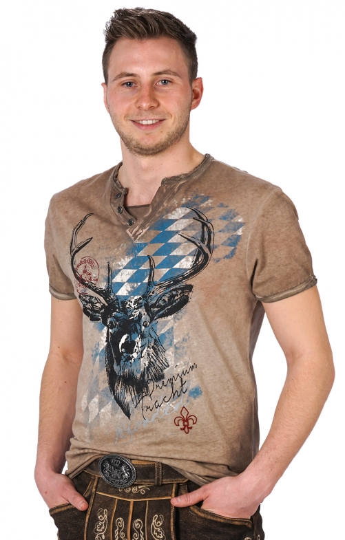 Trachten T-Shirt FERDI Bavaria braun