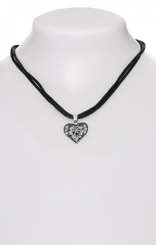 Necklace 2 rows with heart 3590-2 black