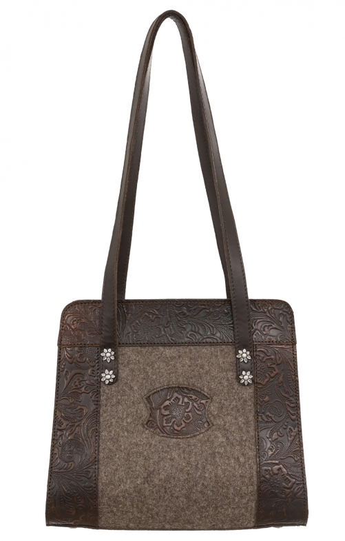 Tracht Bag 196-4400 brown with embossed leather and loden