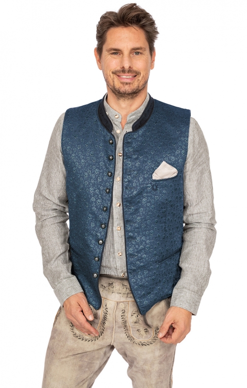 Krüger Herren Trachtenweste Juanito - Kurzarm Mit Floralem Muster