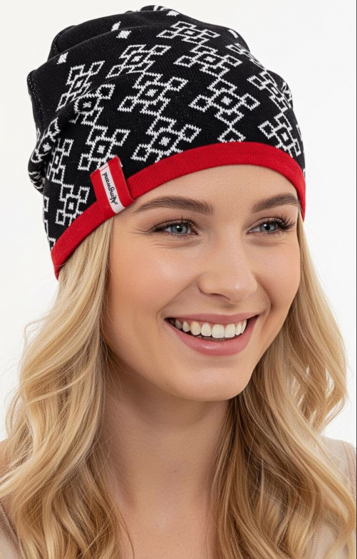 Mütze HASELSPITZ schwarz weiß rot