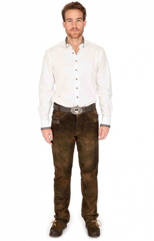 Tiroler Hemd 420004-4249-170 wit zwart (Slim Fit)