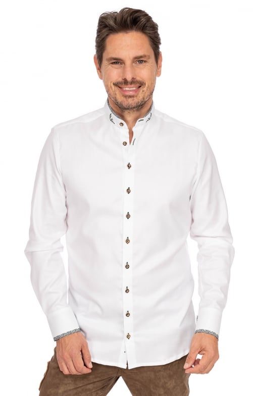 Tiroler Hemd 420000-4246-155 wit olijf (Slim Fit)