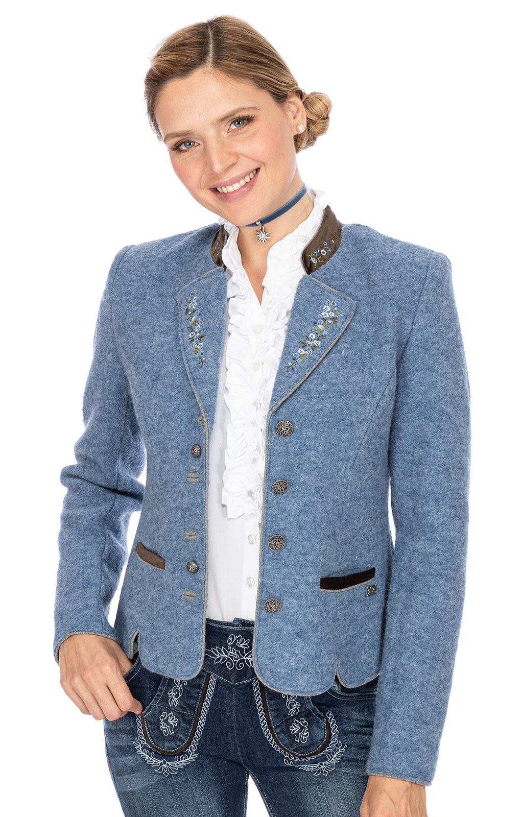weitere Bilder von Traditionele jas Walk Jacket MILAN lichtblauw bruin