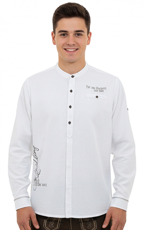 Stehkragenhemd JEFF DAVIS weiß