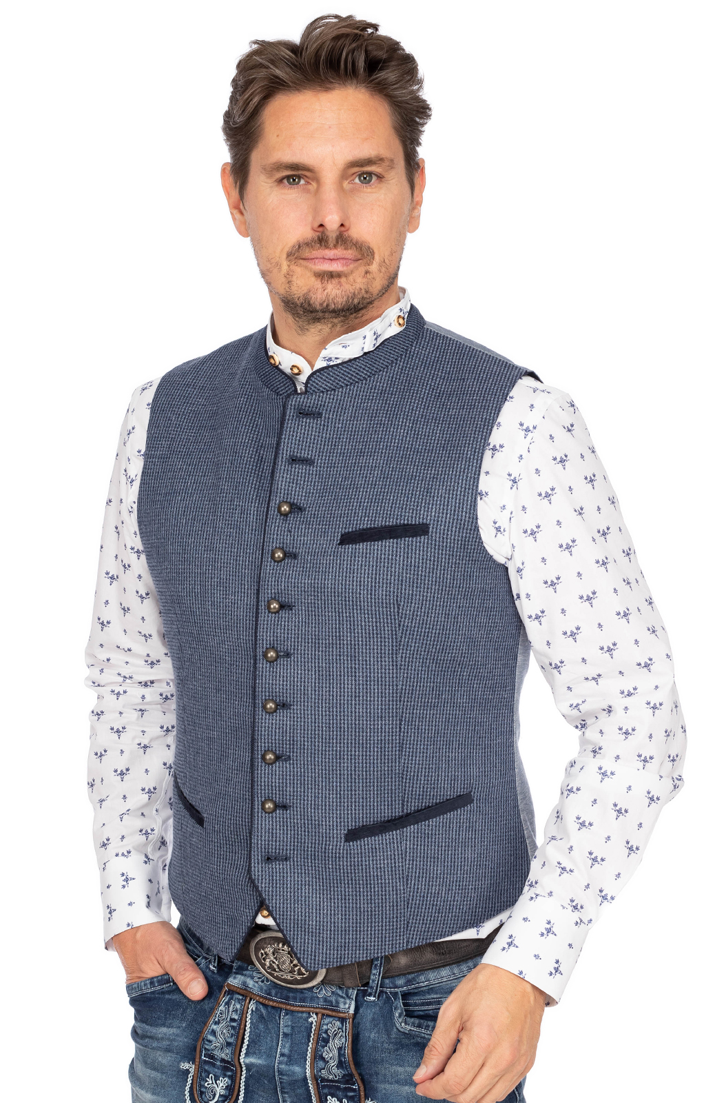 MarJo Trachtenweste Schorndorf Nachtblau - Elegante Herrenweste Für Festliche Anlässe