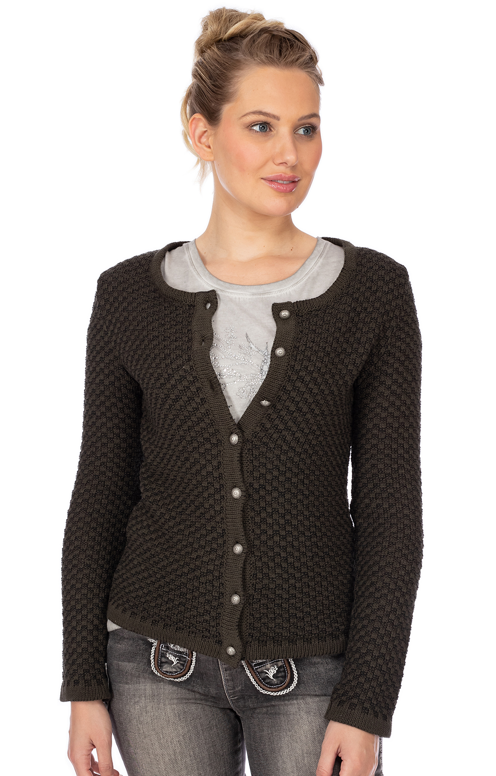 OS-Trachten Strickjacke NEUWIED dunkelgrün