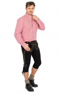 Almsach Herren Stehbundhemd 'Franz' In Vichy Karo Rot - Trachtenhemd Für Lederhose & Jeans