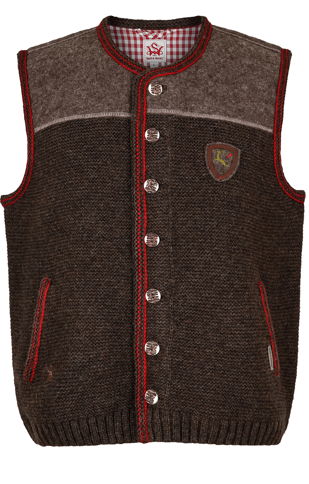 weitere Bilder von German knitted waistcoat Ramsau SW darkbrown-red