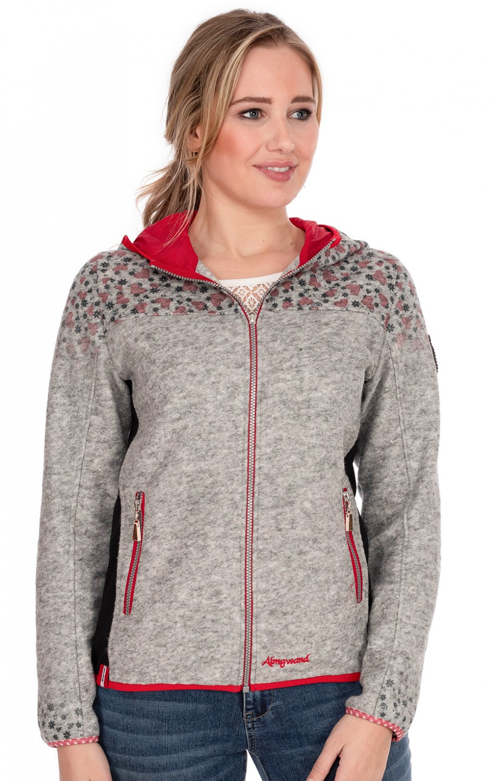 Jacket Almgwand Kapuzenjacke Almgwand Jacke GOPPESKOPF Grau Rot