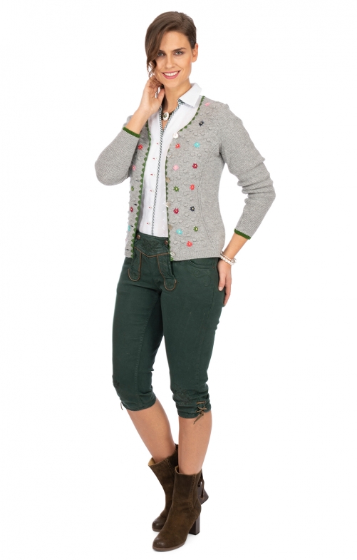 Strickjacke RETTENBERG hellgrau grün Größe XL