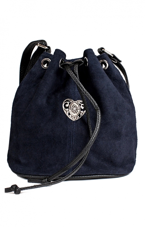 Traditional dirndl bag with metal heart TA30210-8568, marine