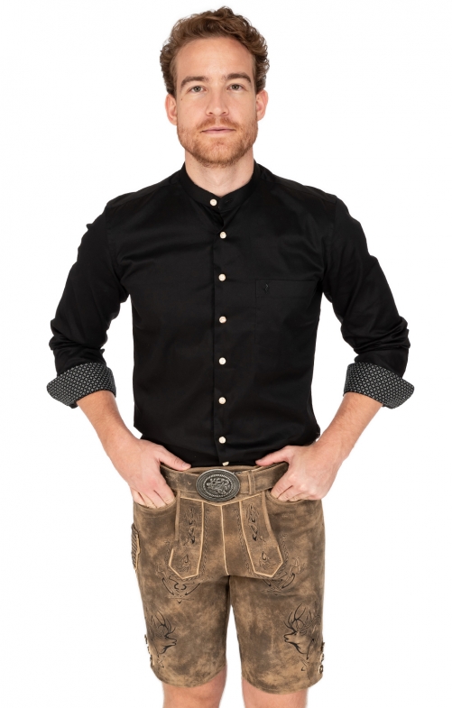 Lederhose kurz mit Gürtel URGSEE marmor nappato