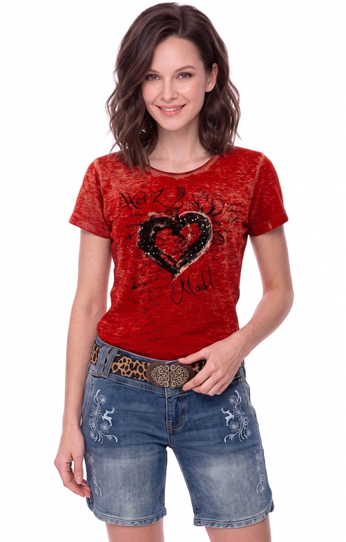Korte DOROTHEA-denim met riem met luipaardprint