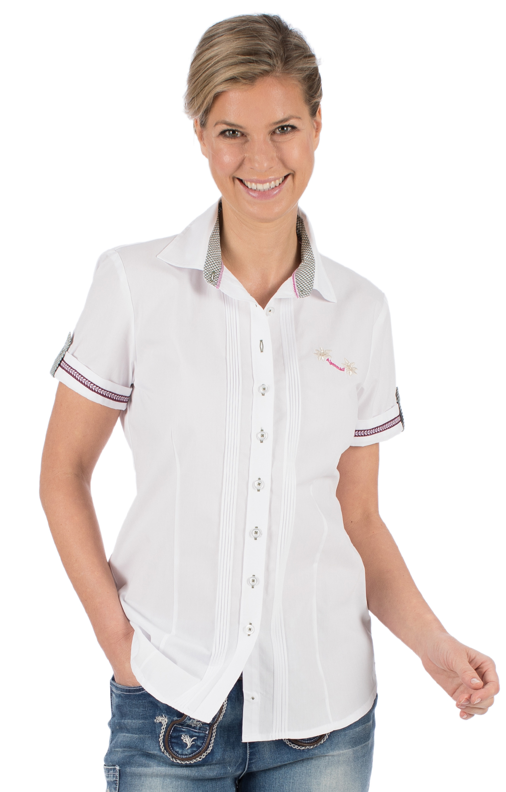 Traditional blouse SIEBENSTERN white pink von OS-Trachten