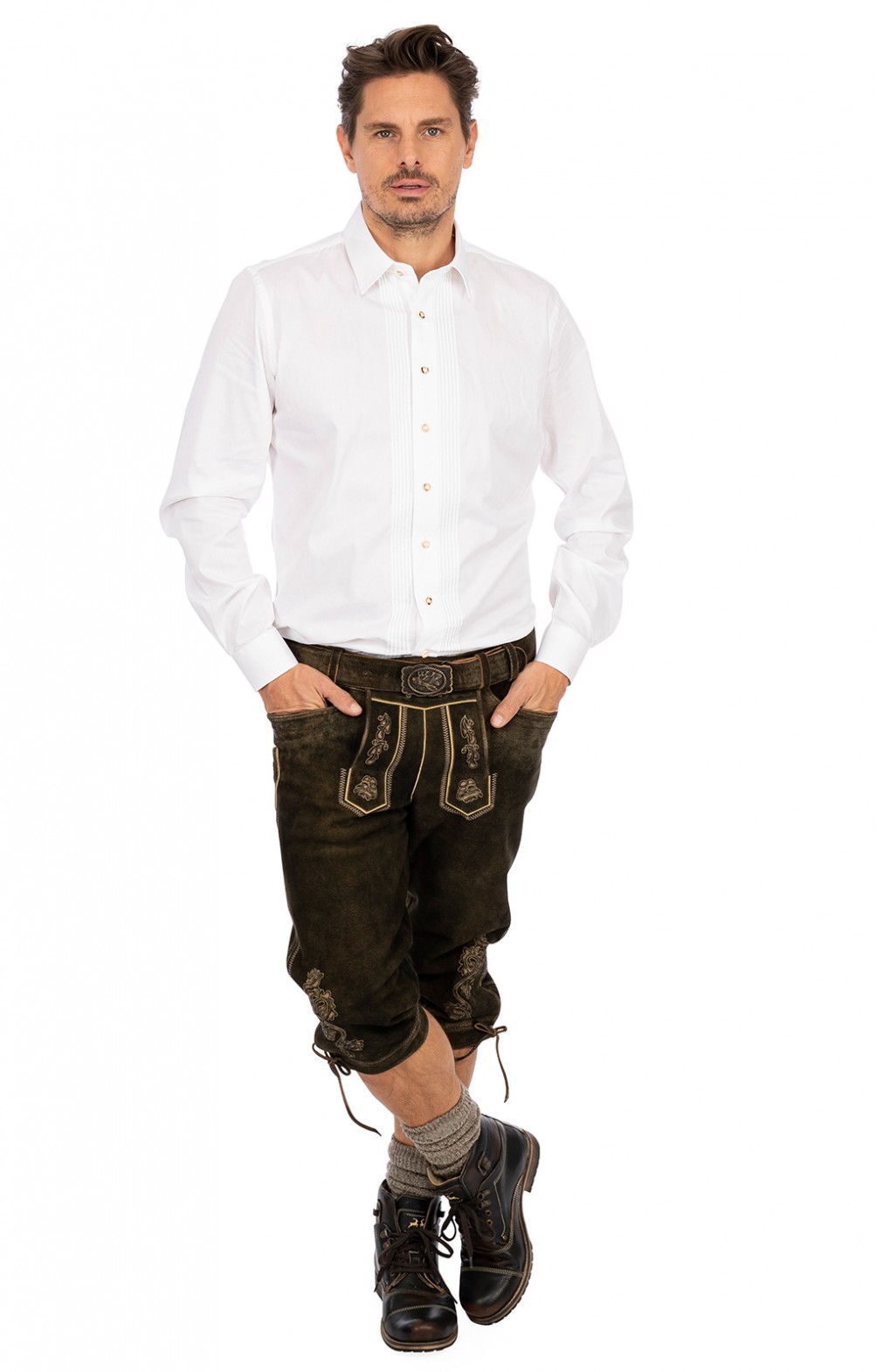 Almsach Camicia Tradizionale Tedesca LF133 – Bianca In 100% Cotone - 5