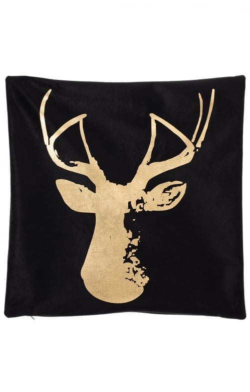 Cushion cover printed with deer head K01 black